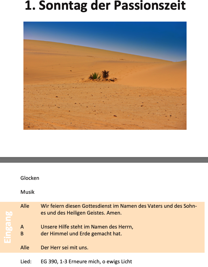 Screenshot der Agende